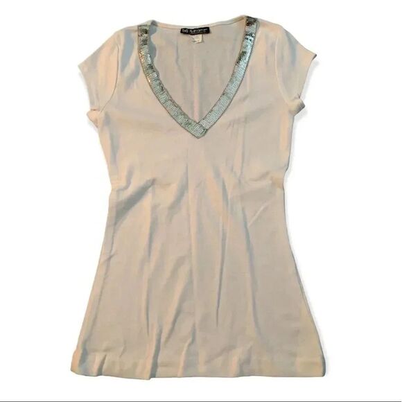 Y2k sequin v neck tee - Picture 1 of 2